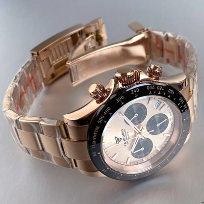 Luxuriöse VK63 Herrenuhr mit Quarzwerk, Business-Chronograph, 39mm, Stahl/Roségold, Datum, leuchtendes Zifferblatt, voll funktionsfähiger Chronograph