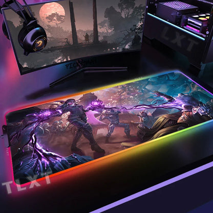 World Of Warcraft RGB Mousepad Large Gaming Mousepads Luminous Mouse Pad WOW Big Desk Pad LED Mouse Mat Backlit Keyboard Mats