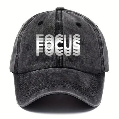 FOCUS Print Cap Washed Cotton Adjustable Classic Style Baseball Cap, Sports Duckbill Hat for Men and Women