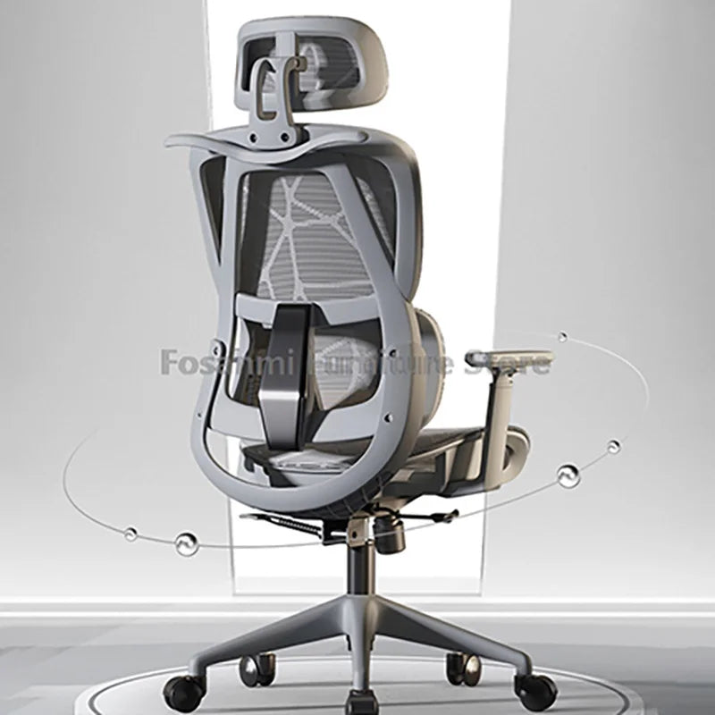 Atmungsaktiver Mesh-Computer-Bürostuhl mit Armlehnen und Lendenwirbelstütze, verstellbarer ergonomischer Schreibtischstuhl für Zuhause und Gaming mit Kopfstütze