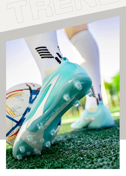 Botas de fútbol para hombre, tacos de exterior transpirables para adultos, antideslizantes, zapatillas deportivas de fútbol con tacos largos para entrenamiento y partido, cómodas para chicos