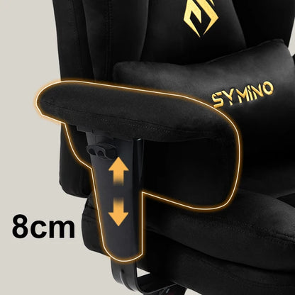 Symino Gaming Chair, Faux Suede Sofa-Style Office Chair with Footstool Height-Adjustable Office Chair, 130kg Capacity