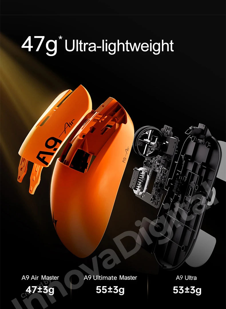 Безжична геймърска мишка ATK Dragonfly A9 Ultimate A9 Air PAW3950, ултралека ергономична e-sports мишка за FPS геймъри, CSGO A9 Ultra