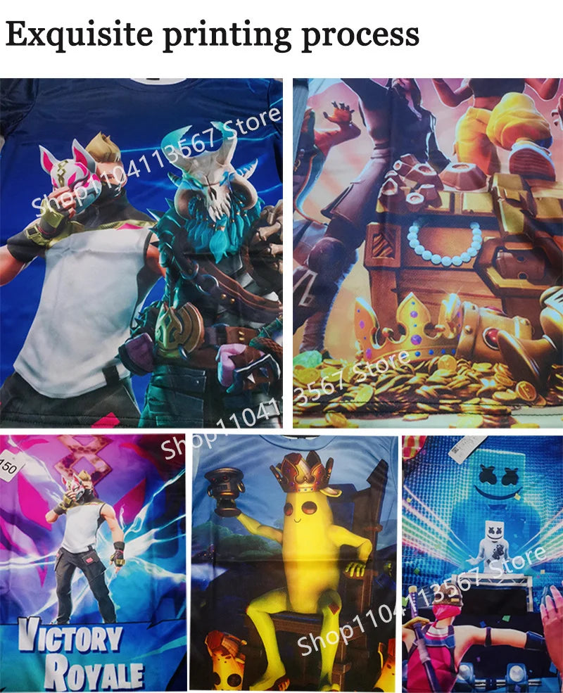 Tricou F-Fortnited pentru tineri, inspirat de jocuri de luptă, tricou de vară cu mânecă scurtă pentru adulți, adolescenți băieți și fete