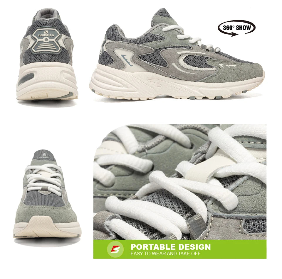Baasploa New Running Shoes Men Outdoor Fashion Lightweight Mesh Sports Shoes Male Casual Breathable Non-Slip Walking Shoes