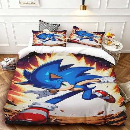 Sonic Duvet Cover for Kids Cool Bedding Set, Duvet Cover for Bedroom Decor Soft and ComfortableTwin, Double, Queen, and King