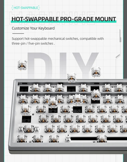 MACHENIKE CK600 Tri-Mode Mechanical Keyboard Full Size Wireless Gaming Keyboard Hot Swappable ANSI Layout For PC Gamer Office