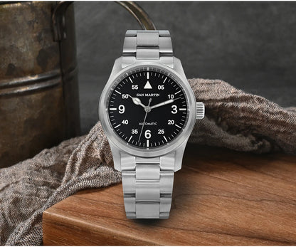 San Martin Men Pilot Watch 37mm Miyota 8215 Fashion Simple Style Military Automatic Mechanical Watches 100m Waterproof BGW-9