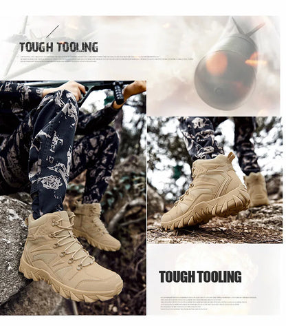 Stivali tattici da combattimento migliorati da uomo per outdoor e campeggio, antiusura, a risposta rapida, scarpe da trekking, pesca e caccia, sneakers da uomo