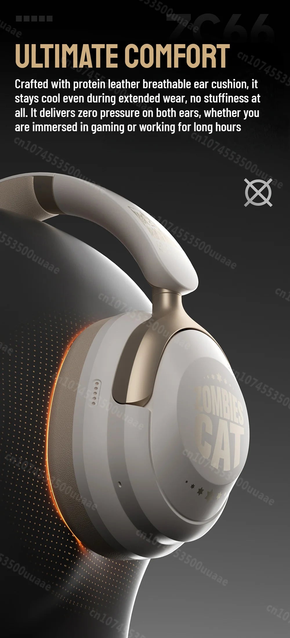 Zombies Cat S10 ANC Bluetooth 6.0 Headphones -45dB Active Noise Canceling Earphone HiFi Stereo Over-Ear Wire/Wireless Headset