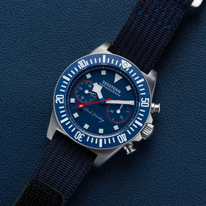 SEESTERN cronógrafo para hombre, reloj mecánico con movimiento Tianjin ST1901, cristal de zafiro, correa de nailon con velcro, esqueleto luminoso