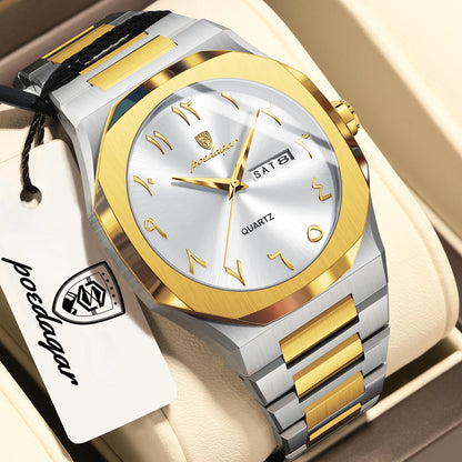 POEDAGAR mode luxe hommes montre à Quartz étanche en acier inoxydable mâle montre semaine Date affaires montres pour hommes Reloj Hombre