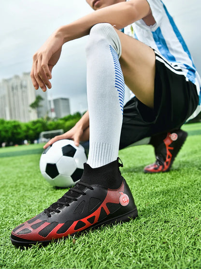 Professional Sports Football Shoes TF, Broken Nail Design, Durable Wear-Resisting Training Shoes for Teenagers, Adult High-Top Soccer Shoes