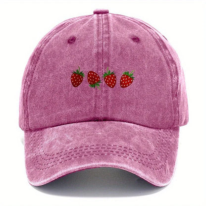 Casquette de baseball imprimée « fraises » avec visière réglable, casquette « duckbill » tendance pour hommes et femmes, design à visière souple