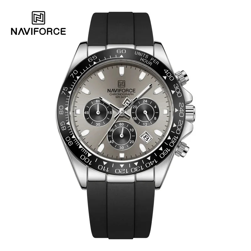 Montre-bracelet pour homme NAVIFORCE 2026 – Style luxe, tendance, décontracté et professionnel – Chronographe étanche avec bracelet en silicone – Idée cadeau