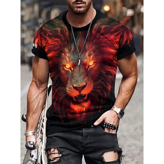 3D Printed Bear Wolf Lion T-Shirt For Men Cool Animal Pattern Tees Fashion Casual Oversize Tops Street Sport O-Neck T Shirts