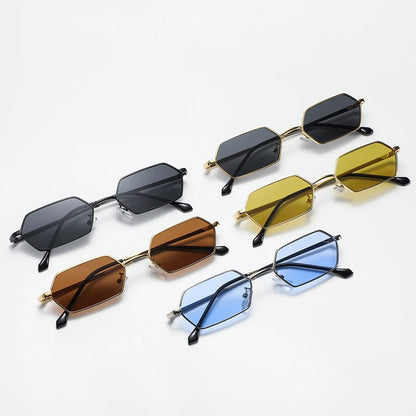New Personalized Small Frame Polygon Sunglasses Retro Women Square Sun Glasses Fashion Men Street Photography Eyeglasses