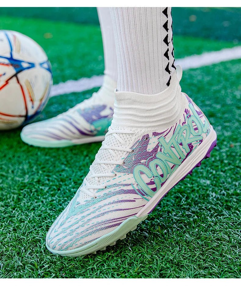 Miesten ja naisten jalkapallokengät ulkokäyttöön, pitävät nappulakengät jalkapallokentälle, ultrakevyet futsal-lenkkarit, TF/FG-piikkipohjaiset jalkapallokengät