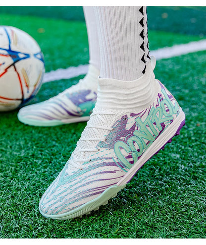 Miesten ja naisten jalkapallokengät ulkokäyttöön, pitävät nappulakengät jalkapallokentälle, ultrakevyet futsal-lenkkarit, TF/FG-piikkipohjaiset jalkapallokengät