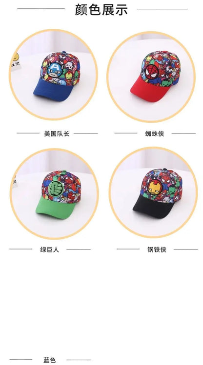 Anime Merchandise Spider-Man, Iron Man, Hulk, Captain America Cartoon Duckbill Hat Creative Fashion Baseball Cap Boys' Sun Hat