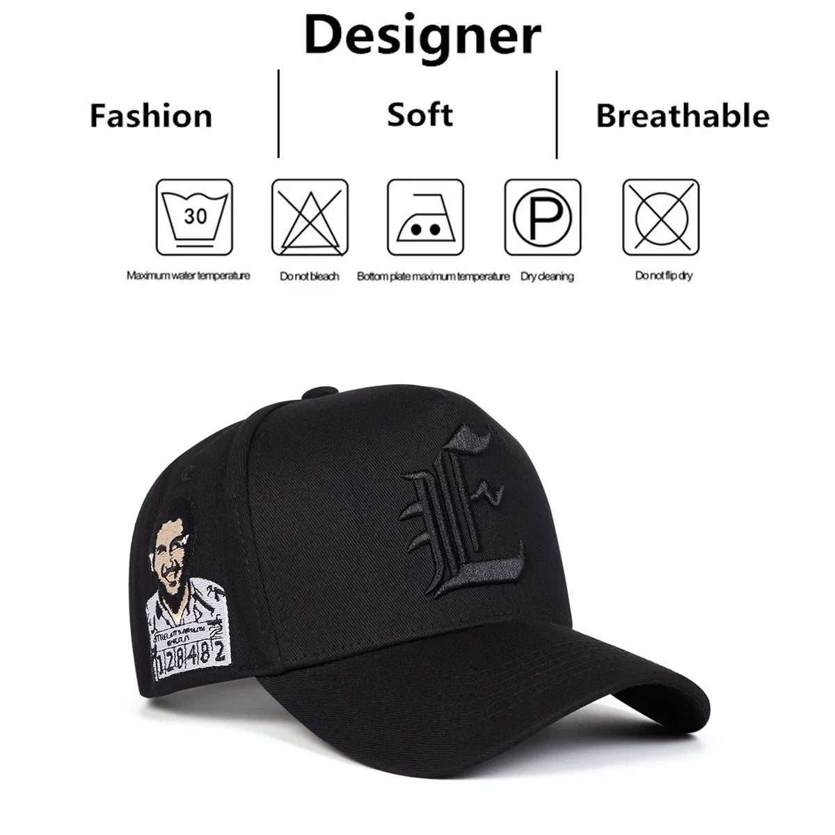 Czapki baseballowe z haftem „E” – unisex, wiosna/jesień, na świeżym powietrzu, regulowane, codzienne, czapki przeciwsłoneczne, czapki sportowe