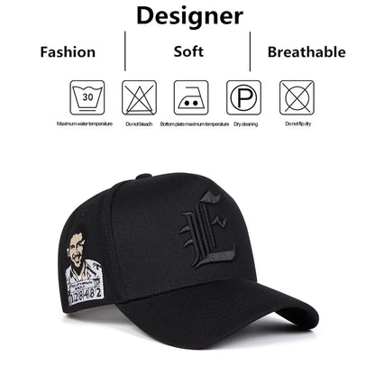 Czapki baseballowe z haftem „E” – unisex, wiosna/jesień, na świeżym powietrzu, regulowane, codzienne, czapki przeciwsłoneczne, czapki sportowe