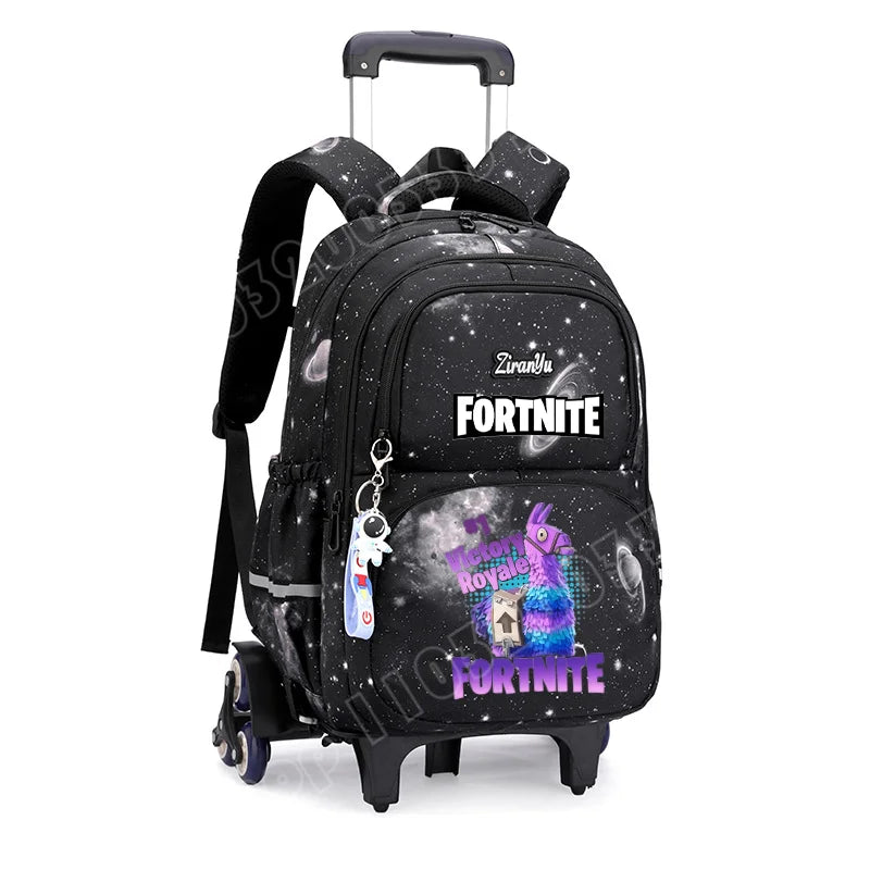 Fortnite Trolley Bag Easy Stair Climbing Anime Waterproof Wheeled Backpack Large Capacity Student Schoolbag Casual Travel Bag