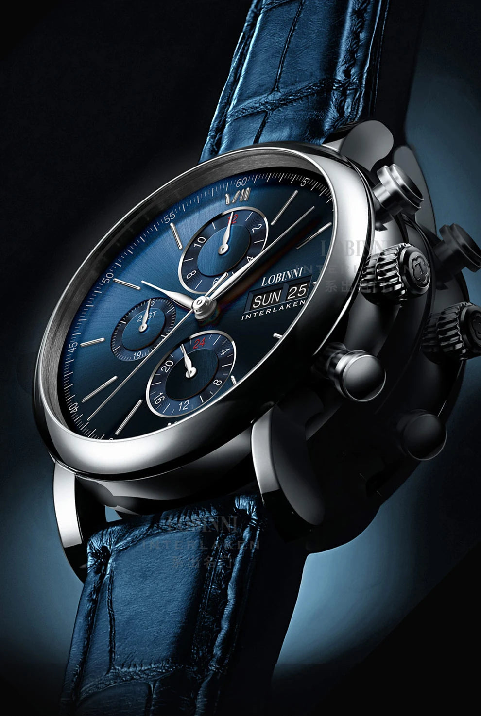 Luxury Brand Switzerland LOBINNI Perpetual Calendar Seagull Automatic Mechanical Men's Watches Sapphire Multi-function L13019-11