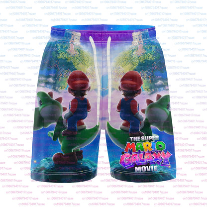 Super Mario Galaxy Cartoon 3D Print Mens Beach Shorts Summer Family Kid Breathable Casual Shorts Quick Drying Loose Shorts Pants