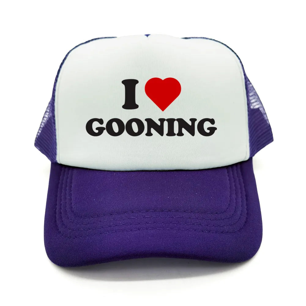 Αστεία καπέλα μπέιζμπολ «I Love Gooning» – Δροσερά καλοκαιρινά ανδρικά καπέλα από πλέγμα – Χιουμοριστικά καπέλα τύπου «Trucker» – Unisex καπέλα από πλέγμα για υπαίθριες δραστηριότητες – MZ-080