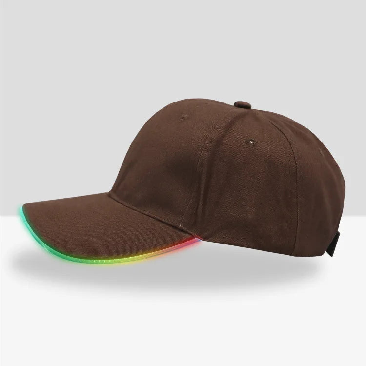 Șapcă cu LED-uri din fibră optică, cu 7 culori luminoase, șapcă de baseball EDC strălucitoare, încărcare USB, șapcă luminoasă, șapcă LED de performanță