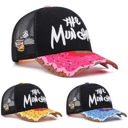 THE Donut-broderet, åndbar bomuldsnet-kasket, herre-baseballkasket, hiphop-kasket, udendørs sports- og fritidskasket, solkasket til kvinder