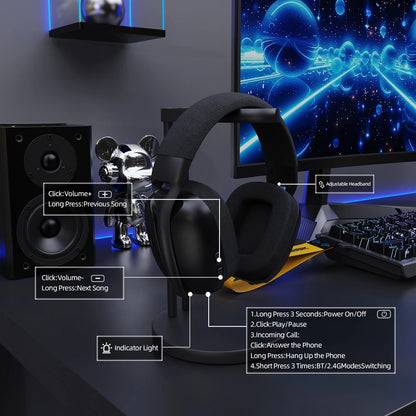 ATTACK SHARK L80PRO 3-in-1 Gaming-Headset – Kabellose Bluetooth-Kopfhörer mit niedriger Latenz, Doppelmikrofon, 40mm Hi-Fi-Sound und stabiler Verbindung fürs Gaming