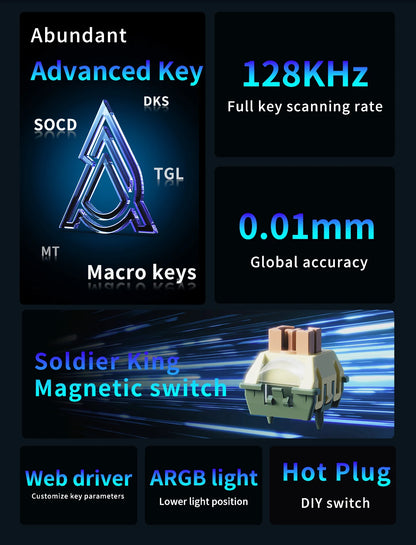 AJAZZ AK980 MAX Wired Magnetic Switch Keyboard 0.01mm 8K Mechanical Keyboards Hot Swap ARGB E-sports Games Customized Keyboard