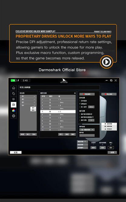 Darmoshark M3Pro Gaming Mouse 2.4G BT Wireless Tri-Mode PAW3395 Sensor N52840 26000DPI Big Hand Macro Driver Mouse For Gaming