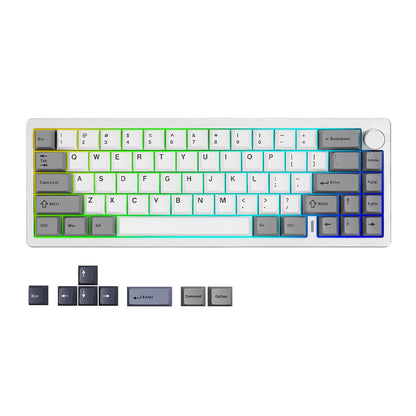 YUNZII AL68 Silver Aluminum Mechanical Gaming Keyboard, QMK/VIA Wireless Keyboard, Hot Swap Gasket Custom Keyboard with Knob