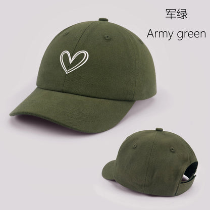 Cartoon heart-shaped Baby Baseball Cap Cute Solid Color Toddler Sun Hat with Ears Summer Adjustable Kids Boy Girl Peaked Cap ﻿