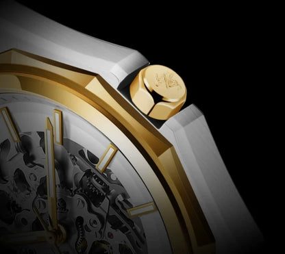 Shanghai Watch Dual Skeletonized Automatic Mechanical Watches 41mm Luminous Sapphire Men's Wristwatch 316L Stainless Steel S8008