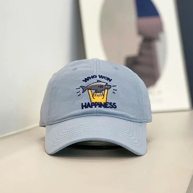 Baseball Cap Women Men Cat Fish Embroidery Snapback Hats For Women Dad Hat Female Couple Sunshade Outdoor Street Soft Top New