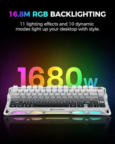 GravaStar Mercury K1 75% Wireless Mechanical Gaming Keyboard, Aluminum Alloy Exoskeleton Design, RGB Backlit, Hot-Swap Socket
