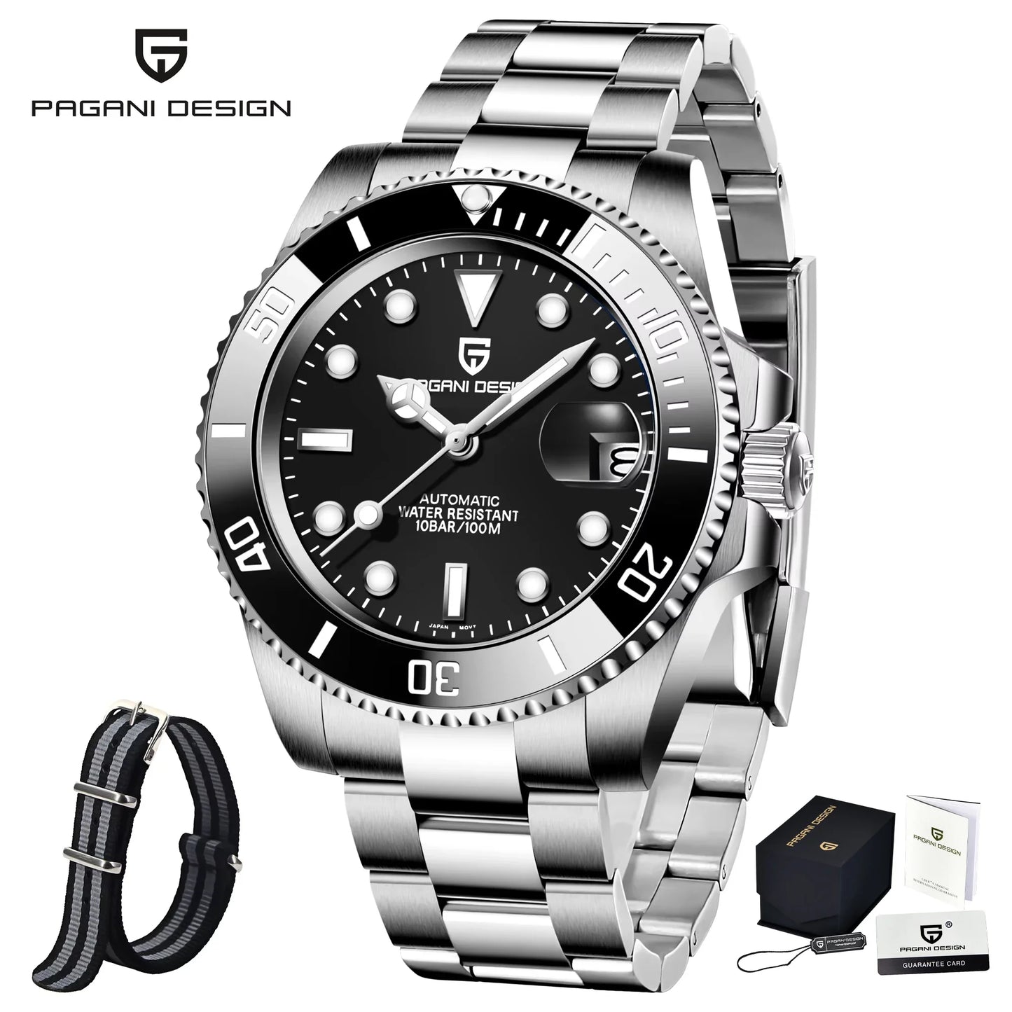 PAGANI DESIGN Men's Automatic Mechanical Watch PD1661 8215 Dive Stainless Steel Waterproof Clock Sapphire Reloj Hombre