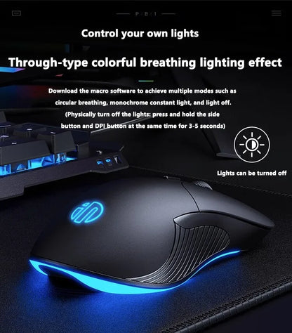 INPHIC B2 USB-Kabelmaus – leise Office- und Gaming-Maus für PCs und Laptops