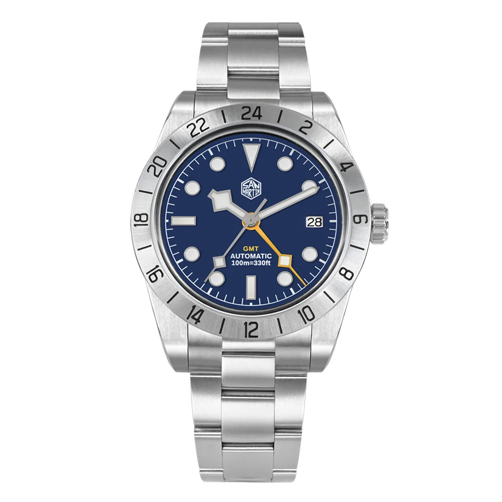 San Martin New 39mm NH34 BB GMT Automatic Mechanical Watch Sport Watch Sapphire Luminous Waterproof 100m for Men Relogio SN0054