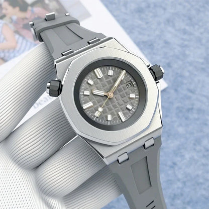 High End 42mm Luxury Mens Automatic Watches 904L Stainless Steel Black Blue Rubber Bracelet Sapphire Lens Waterproof Casual
