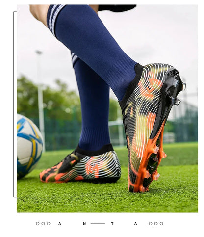 New Men Football Boots Outdoor Sneakers High-quality Grass Cleats Soccer Shoes Boys Match Hot-selling Non-Slip High-top Light