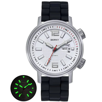 BERNY 20ATM Diver Automatic Mechanical Watch for Men Super Luminous Waterproof Swimming Dive Wristwatch Sapphire Self Winding