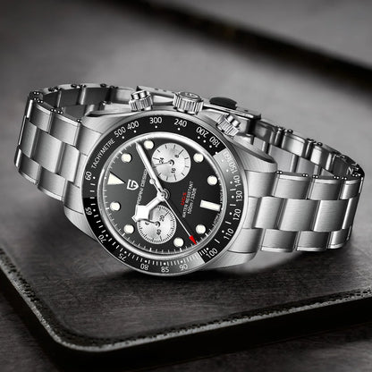 Zegarek męski PAGANI DESIGN „Panda” – luksusowy chronograf kwarcowy, wodoodporny, szkło szafirowe z powłoką antyrefleksyjną, sportowy zegarek z luminescencyjnymi wskaźnikami