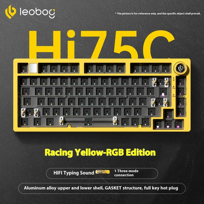 LEOBOG Hi75C Mechanische Tastatur 3Mode/Kabelgebundenes Kit Hot-Swap mit Drehknopf RGB Aluminiumlegierung Gasket Hi75C Tastatur-Kit PC Custom Geschenk