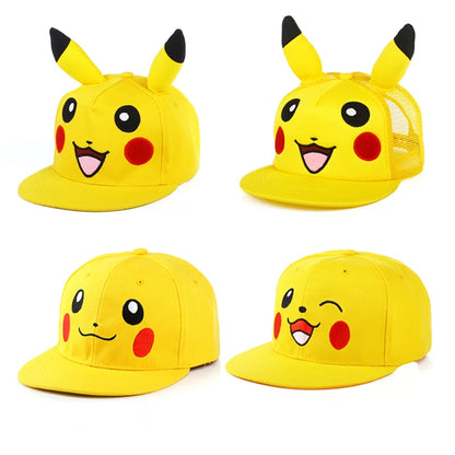 Pokémon-baseballkasket, Pikachu-hat, Pokémon-cosplay-hiphop-kasket til piger, drenge, børn, anime-figurer, legetøj, gave, tegneseriehat