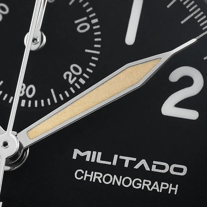 Reloj cronógrafo de cuarzo Militado VK61 VK67, 39 mm, caja de acero inoxidable 316L, 3 esferas, resistente al agua 100M, reloj militar multifunción